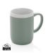 Ceramic mug with white rim green, white