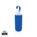 Glass water bottle with silicone sleeve blue
