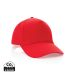 Impact 5 panel 190gr Recycled cotton cap with AWARE™ tracer red