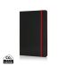 Deluxe hardcover A5 notebook with coloured side red, black