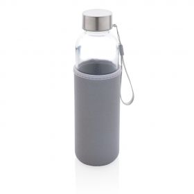 Glassflaske med neoprenhylse grey