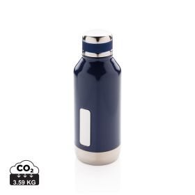 Leak proof vacuum bottle with logo plate Blue