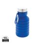 Leakproof collapsible silicone bottle with lid Blue