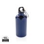 Aluminium reusable sport bottle with carabiner Blue