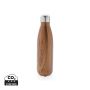 Vacuum insulated stainless steel bottle with wood print Brown