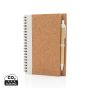 Cork spiral notebook with pen White